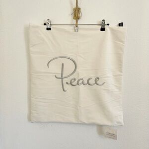 NEW ‘Peace’ Christmas Holiday Velvet Pillow Cover Silver and White, 20”x20”